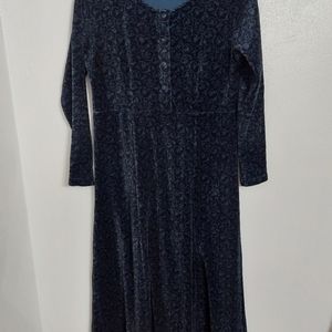Vintage blue velour dress by Eddie Bauer
